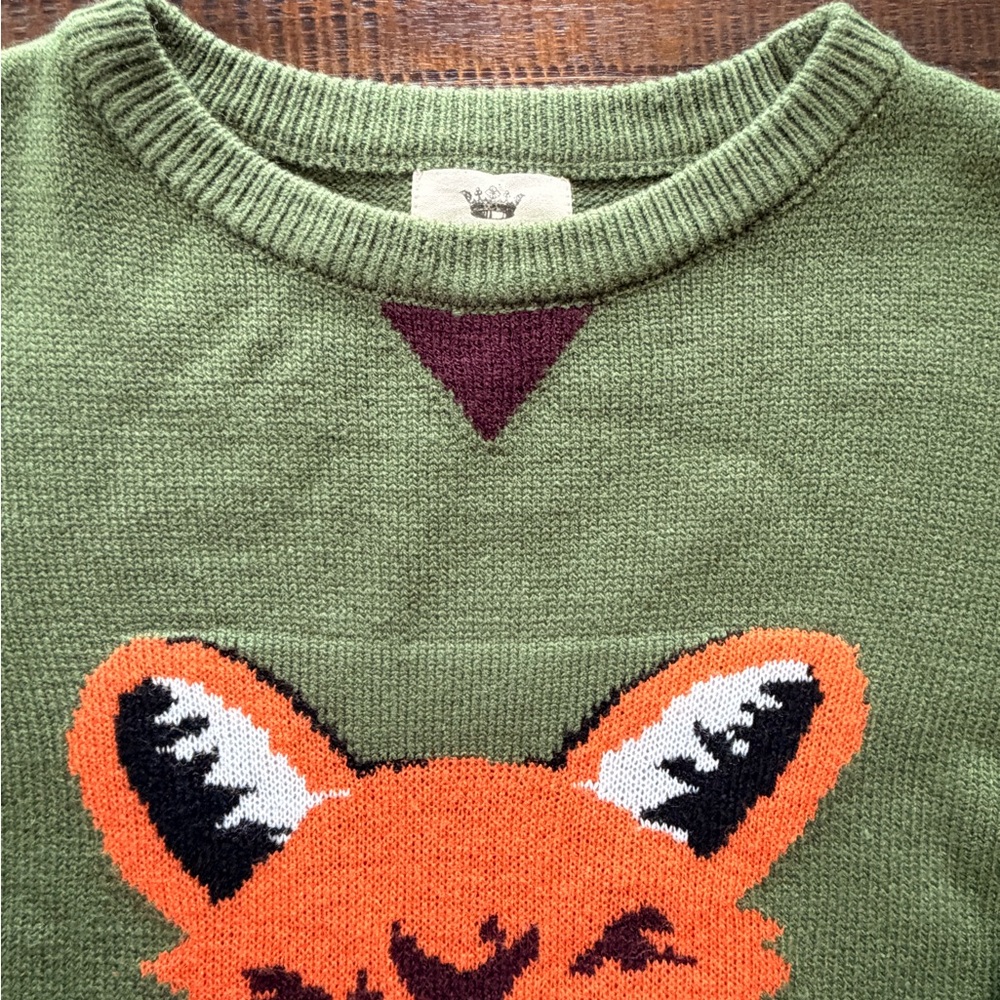 Panache Green Sweater with Orange and Black Fox Detail - Picture 5 of 6